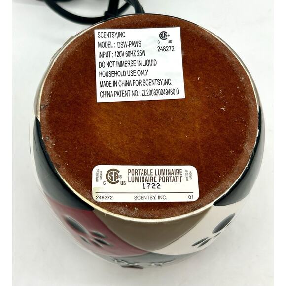 Scentsy PAWS Wax Warmer Full Size Retired 2009 I Love My Pets Tested & Works - Picture 11 of 13